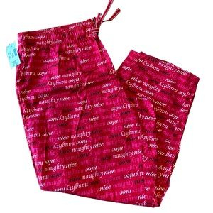 NWT Sleepwear Pajama Bottoms Lounge Pants Fashion Bug Naughty and Nice Holiday